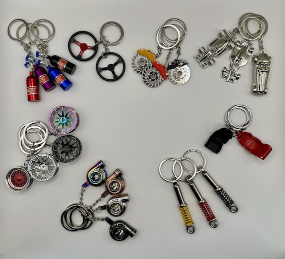 ミニカーパーツキーホルダー – ターボ、NOS、アルミホイール | JDMカー