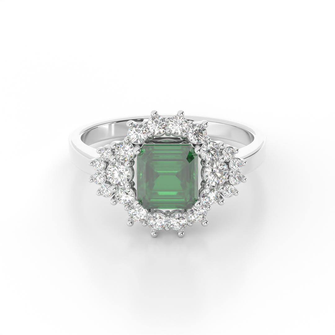 900 Platinum AAAA Colombian Emerald With (VS-SI/G-H) Natural Diamond Ring 1.87ct