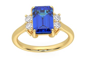 AAAA Tanzanite With Natural Diamond (SI-G/H) Ring 3.87ct. in 14k gold.