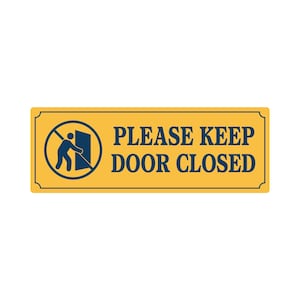 Please Keep Door Closed 9x3 inch Stickers – Set of 2 Vinyl Decals – Waterproof Signs for Office, Store, Cafe, or Business Use – Made in USA