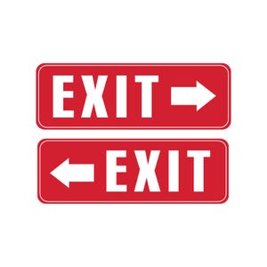 Exit Stickers Set of 2 – 9x3 inch Vinyl Exit Signs – Waterproof UV Resistant Decals for Doors and Walls – Indoor Outdoor Use – Made in USA