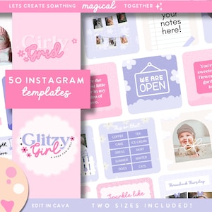Pakiet postów na Instagramie — szablony do tworzenia marki w mediach społecznościowych — edytowalne w Canva — dostosowane posty w mediach społecznościowych dla małych firm — różowe posty