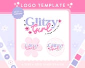 Pink and Purple Girly Editable in Canva Small Business Logo Design Kit | Colorful Logo Template for Social Media Instagram Shopify Logo set
