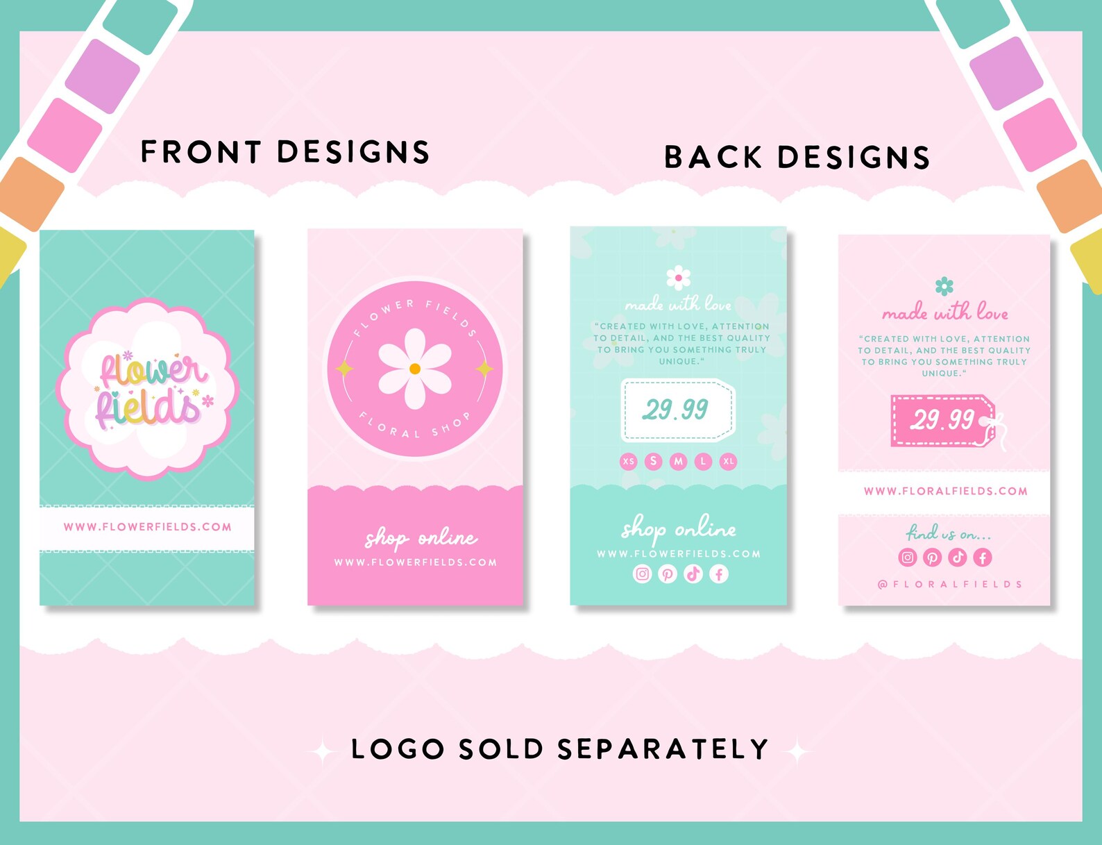 Editable in Canva Pink Hang Tag Template for Small Business-product ...