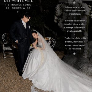 Classic two tier veil, Cathedral Veil, Lace trim Veil, Double tire ivory bridal Veil, Chapel Church Veil image 5