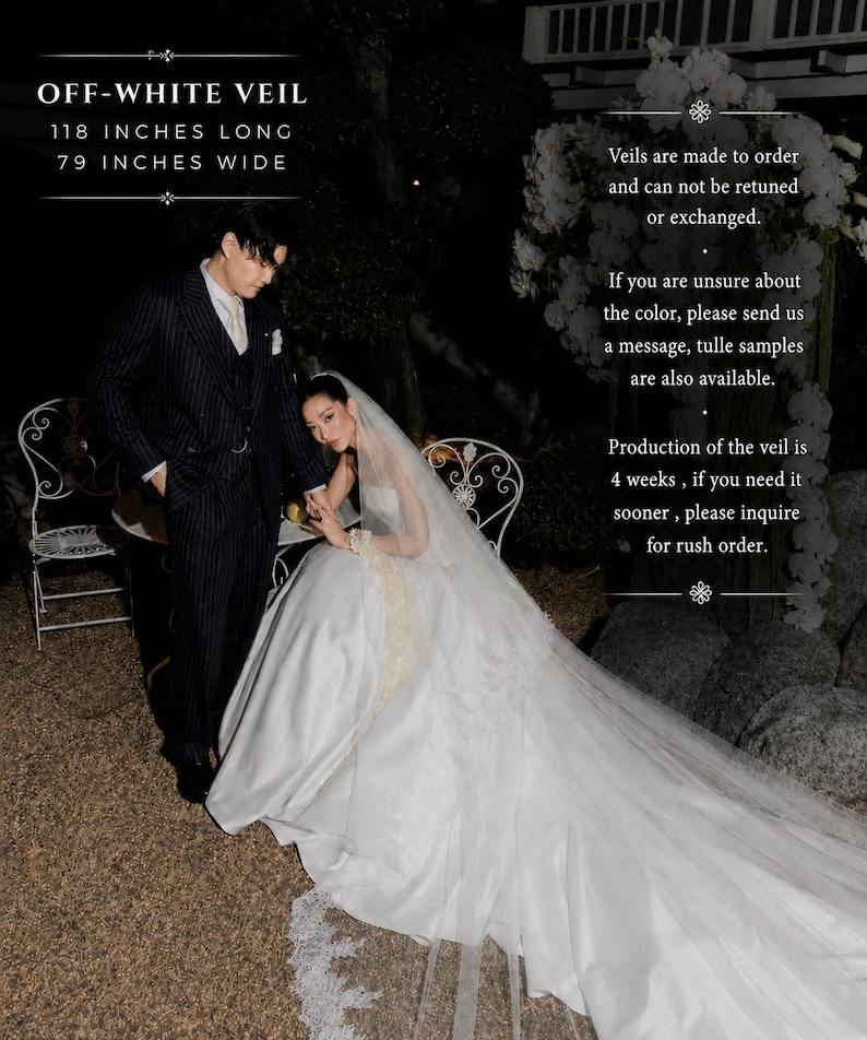 Classic two tier veil, Cathedral Veil, Lace trim Veil, Double tire ivory bridal Veil, Chapel Church Veil image 5