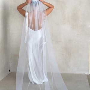 Simple Long Wedding Veil, One Layer Soft Tulle Chapel Veil with Clean Edge, Classic Bridal Veil for Modern Bride, Cathedral Veil, Soft Tulle