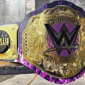 Rhea Ripley Women’s Championship Belt | 2MM Zinc Replica Title | 50&quot; Leather Strap Wrestling Belt