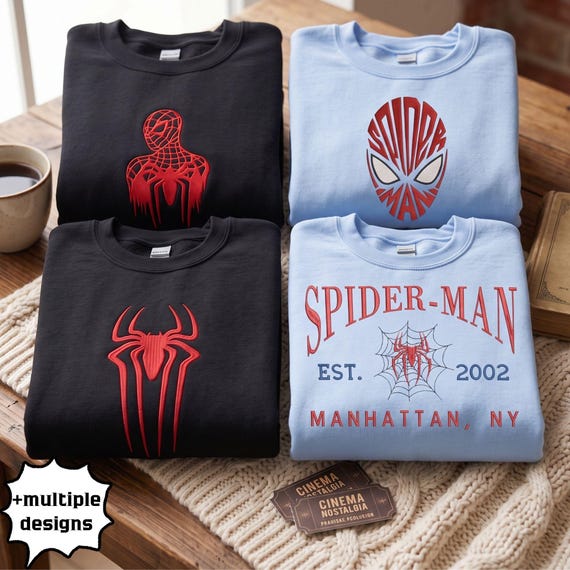 Embroidered Vintage Spider Man Est 2002 Sweatshirt, Spiderman Crewneck, Marvel Spider Man Hoodie, Superhero College Sweater, Marvel Fan Gift