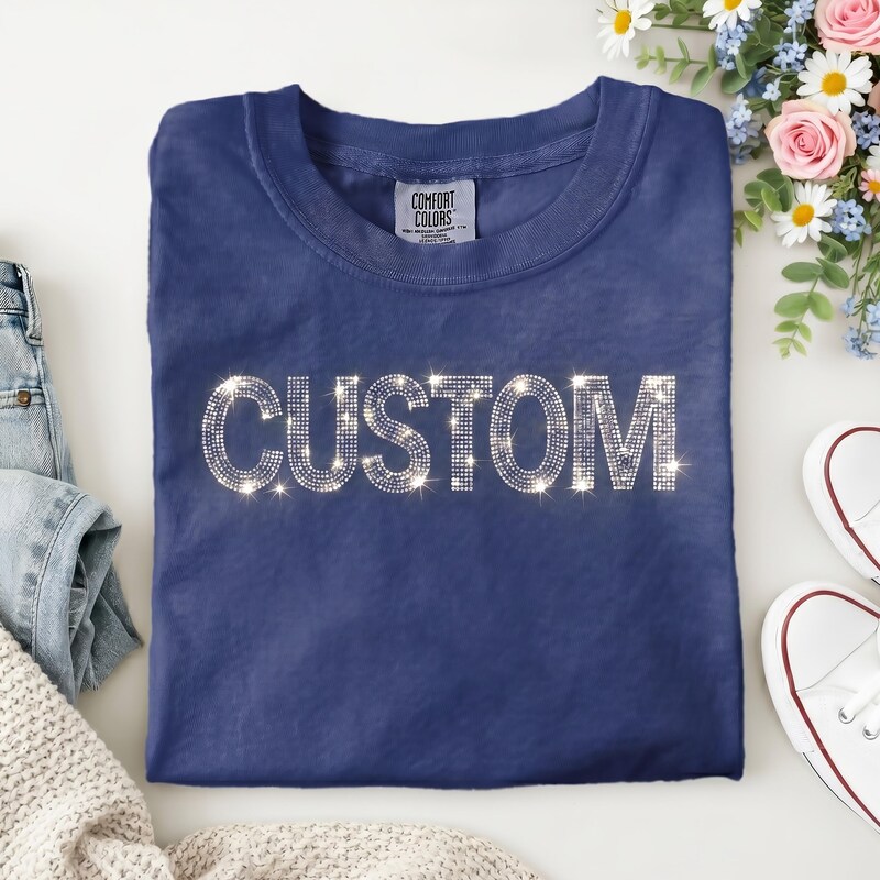Personalized Rhinestones Tshirt - Etsy