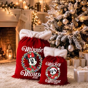 Gepersonaliseerde Mickey & Friends kerstzak, Disney kerstcadeautas, Minnie, Goofy en Pluto kerstzakken