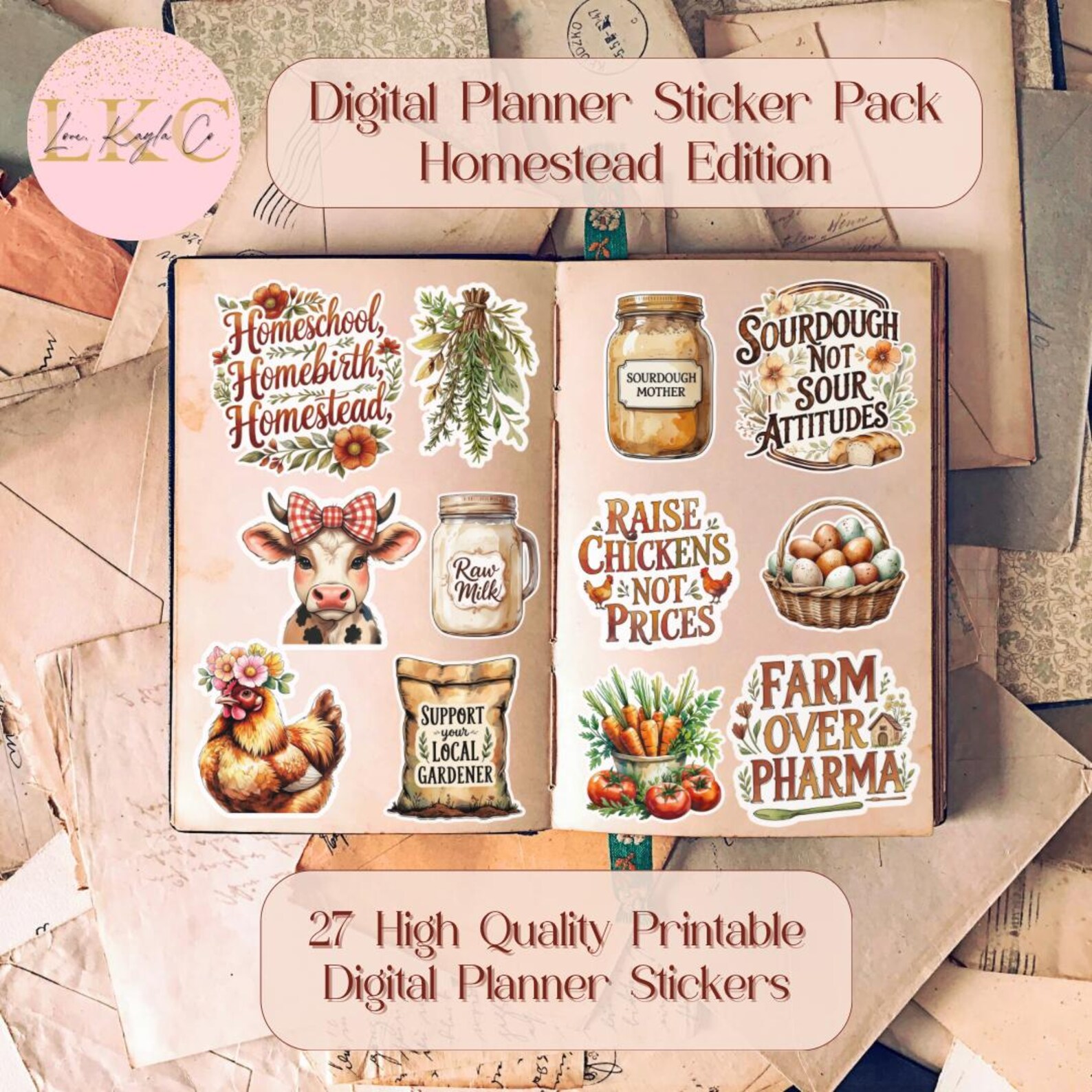 Printable Cottagecore Homestead Sticker Set | Farm Life | Sourdough ...
