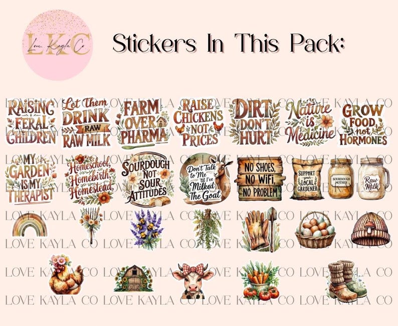 Printable Cottagecore Homestead Sticker Set | Farm Life | Sourdough ...