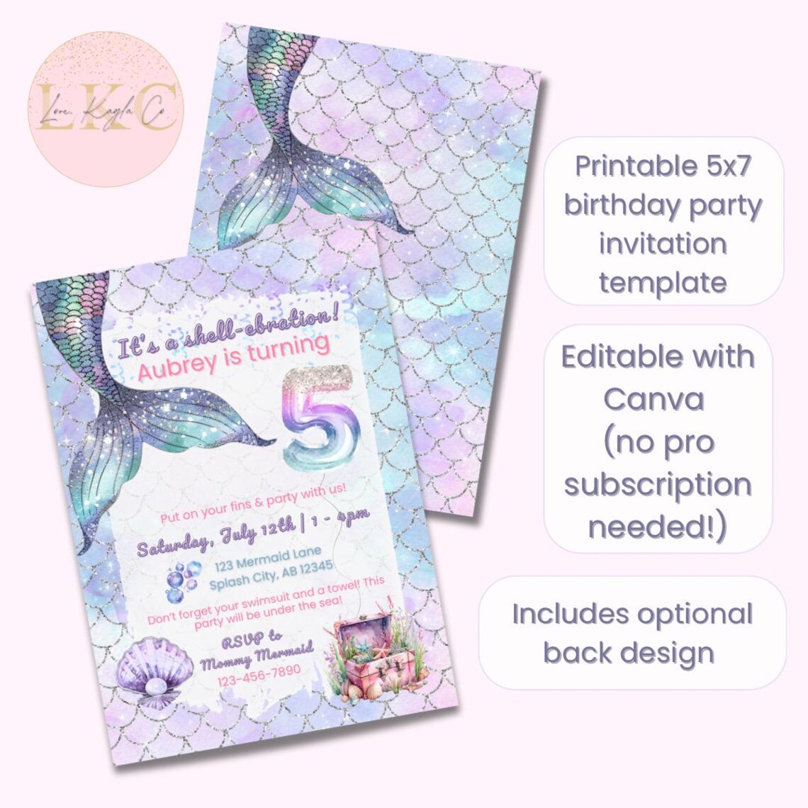 Editable Mermaid Birthday Invitation | Girl Under the Sea Party Invite ...