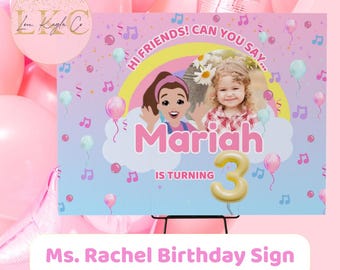 Ms Rachel Birthday Welcome Sign Template | 3rd Birthday Banner | Printable Party Sign | Editable PDF | Ms. Rachel Party Decoration