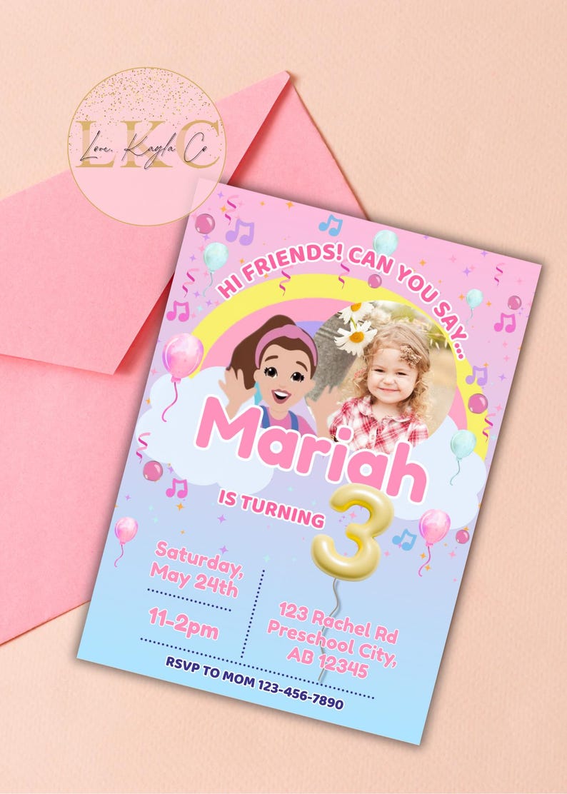 Ms. Rachel 3rd Birthday Invitation Girl | Editable Digital Party Invite ...