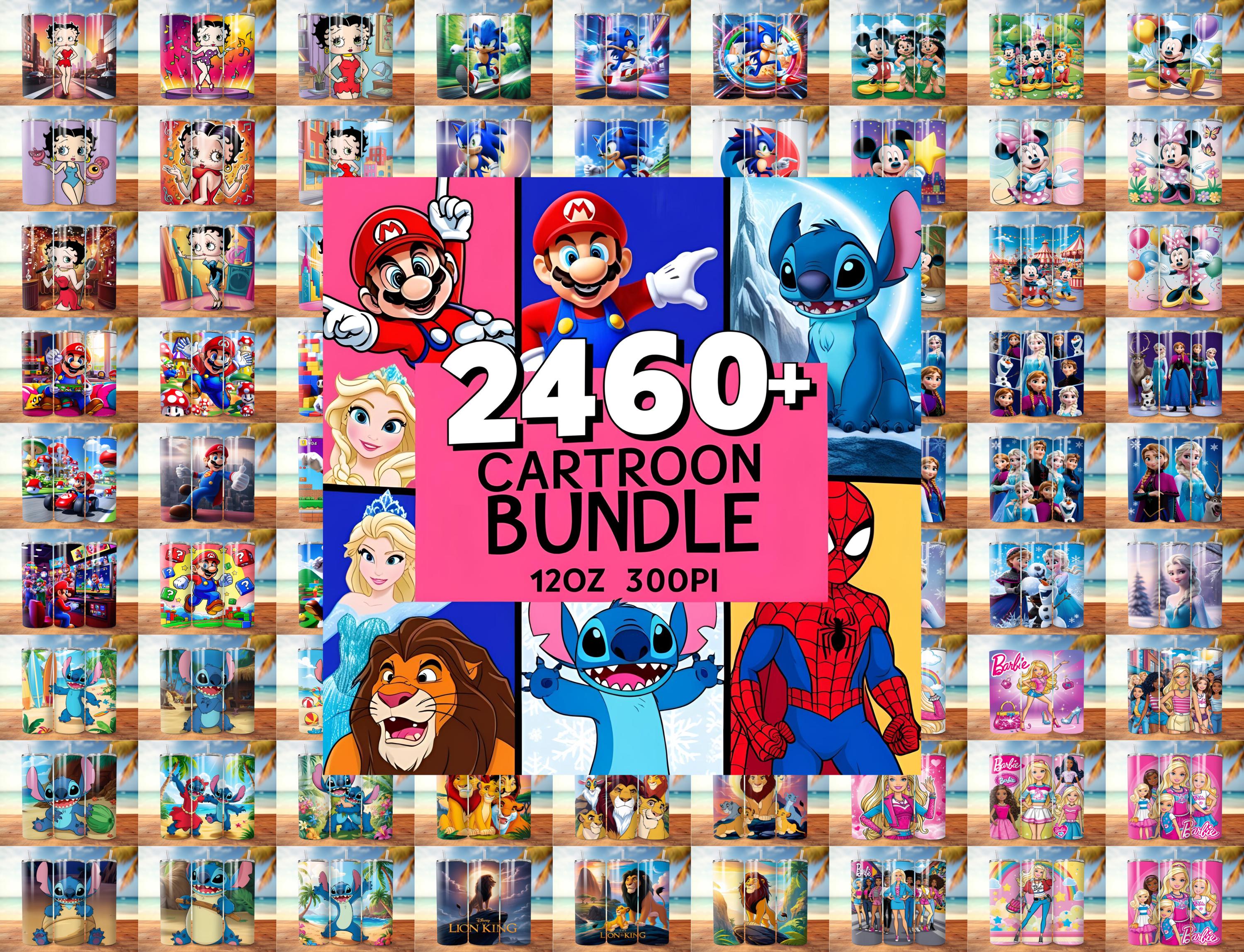 2460+ Cartoon Sippy Cup PNG Bundle – 12oz Sublimation Wraps for Kids – Cute Cartoon Sublimation Designs – Digital Download for Toddlers.