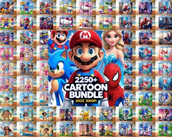 2250+ Cartoon Tumbler PNG Bundle | 20oz Skinny Tumbler Wraps | Digital Download | 300DPI | Sublimation Designs for Kids & Adults