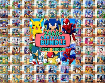 2460+ Cute Cartoon PNG Bundle for 12oz Sippy Cups – Kids Sublimation Wraps – Digital Clipart for Baby Gifts, Tumblers, Digital Download