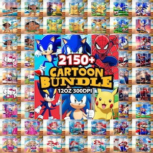 2150+ Cartoon PNG Sippy Cup Bundle – 12oz Wraps for Kids – 300DPI Digital Sublimation Download – Cartoon Kids PNG – Digital Download.