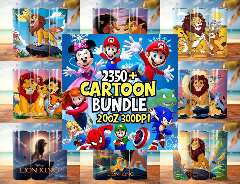 2350+ Cartoon PNG Tumbler Wrap Bundle – 20oz Sublimation Designs – 20oz ...