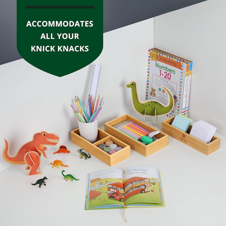 ROYAL CRAFT WOOD Luxury Bamboo Drawer Organizer Storage Box, Bin Set - Thumbnail 3