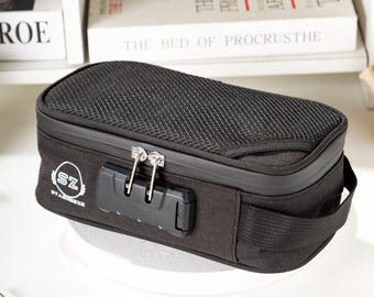 Stasheeze Black 21x11x8CM Smell Proof Bag Lock Smell Proof Bag Case / Odour Proof Bags Carbon Lined Storage Bag. WaterProof TSA Lockable Bag
