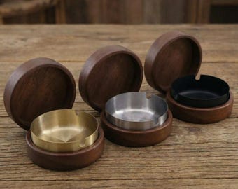 Ashtray Cigarette Smoking Ash Tray Stackable Home Pub Garden Wood Metal 8cm New UK Luxury Steel Stasheeze Durable Silver Gold Black Hidden