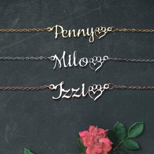 Personalized Dog Mom Necklace, Cat Name Necklace, Dog Name Necklace, Dog Lover Gift, Cat Lover Gift, Dog Mom Name Necklace, Custom Pet Gift