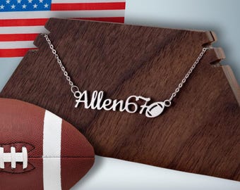 Personalized Football Necklace for Mom, Football Number Necklace for Mom, Football Jewelry, Sports Mom Gift, Custom Gift for Football Mom
