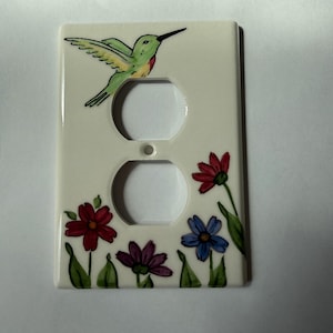 Hummingbird Outlet Plate  Cover Ceramic Hand Painted