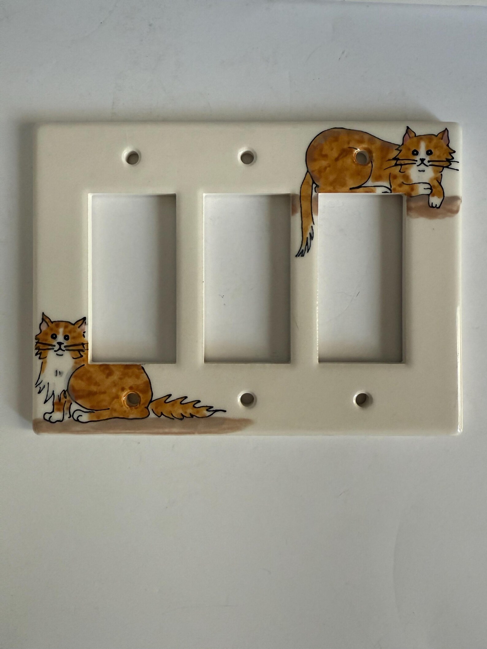 Triple Ceramic Orange Tabby Cat Rocker Light Switch Cover - Etsy