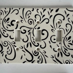 Dreifach Keramik Kobalt Blau Swirl Standard Lichtschalter Abdeckung