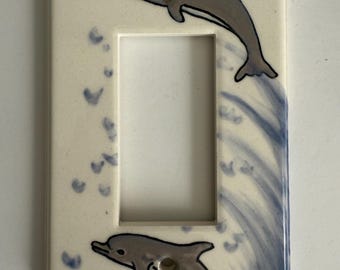 Single Dolphin Rocker (GFI) Hand Painted  Rocker Switch