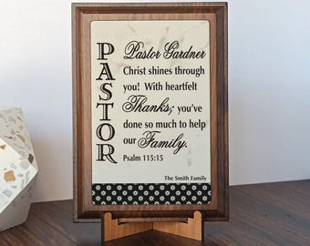 Custom Pastor Gift:  Engraved Wood Plaque, PLP045