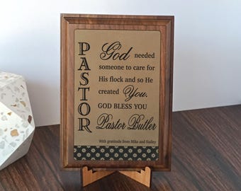 Personalized Pastor Appreciation Gift: Engraved Wood Plaque, PLP044