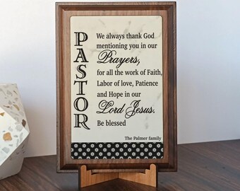 Engraved Pastor Wood Sign: Personalized Plaque Gift, PLP053