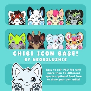 Furry Paws Chibi Icon Base Template: Easy to Color PSD File