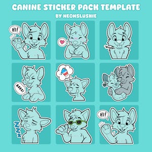 Furry Canine Emote Emoji Sticker Pack Base