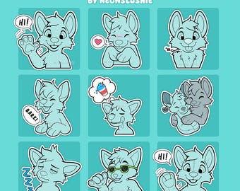 Furry Canine Emote Emoji Sticker Pack Base