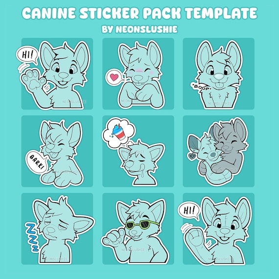 Furry Canine Emote Emoji Sticker Pack Base - Etsy