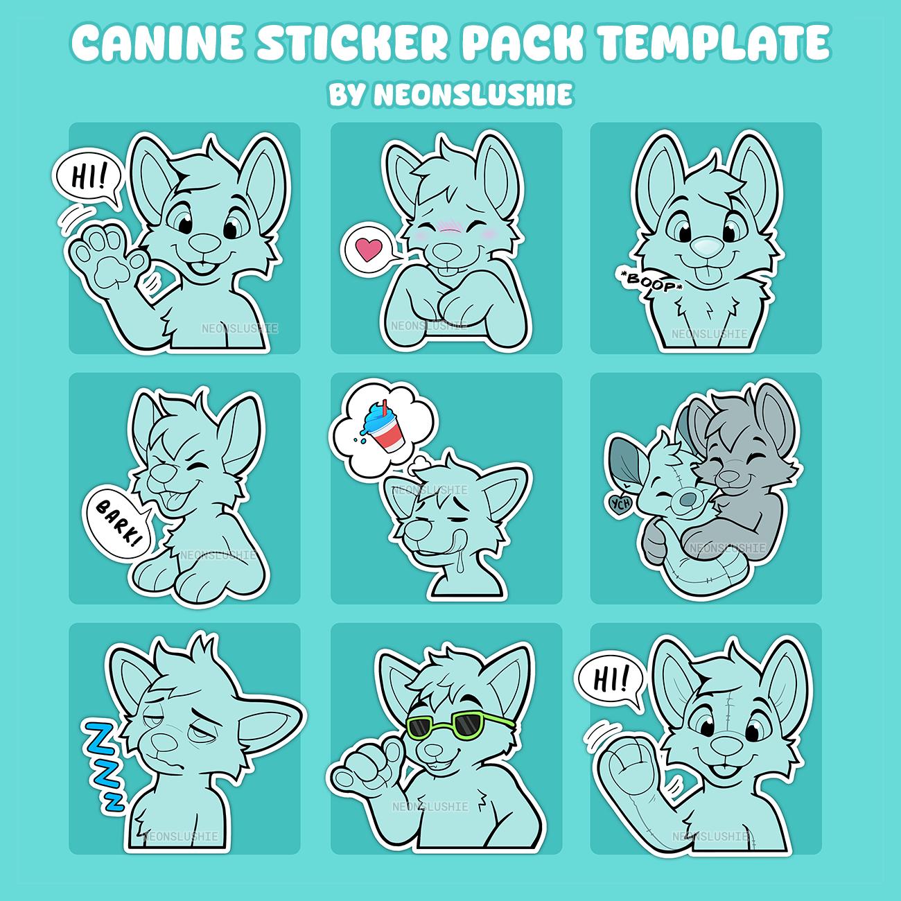 Furry Canine Emote Emoji Sticker Pack Base - Etsy