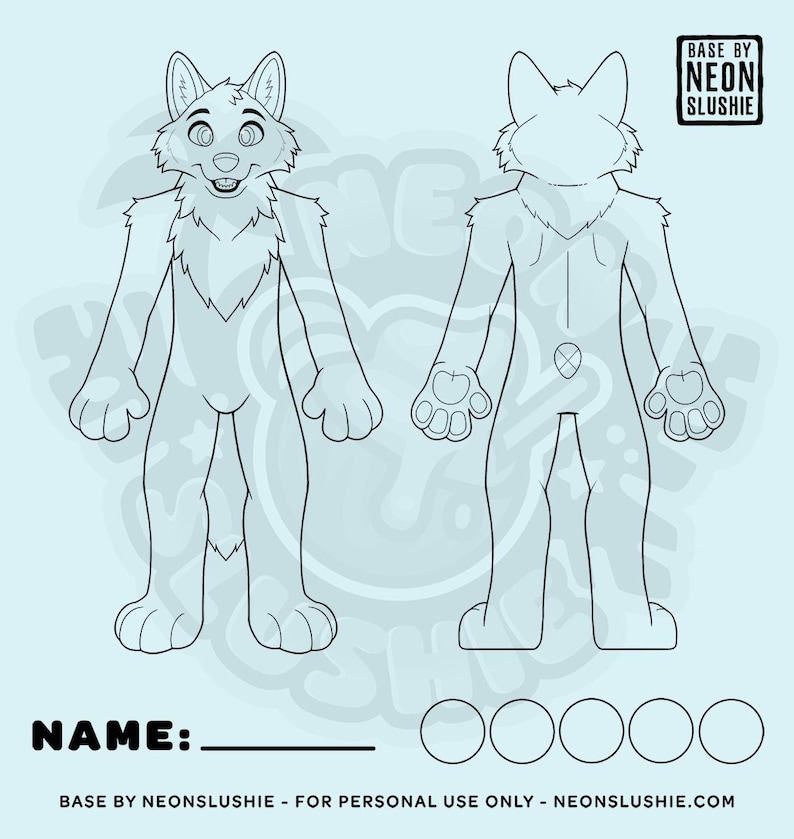 Canine Furry Fursuit Ref Sheet Base: Wolf, Husky, Dog (PSD File) - Etsy