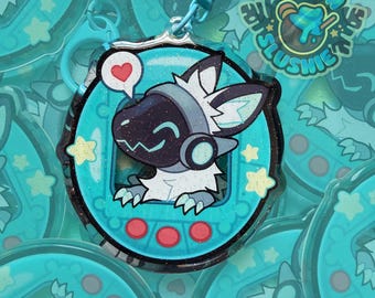 Virtual Pet Robot Keychain | Furry Protogen Tamagotchi Glitter Charm