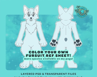 Ref. bladsjabloon basis vossenbont: vulpine, coyote, venkel (psd-bestand)