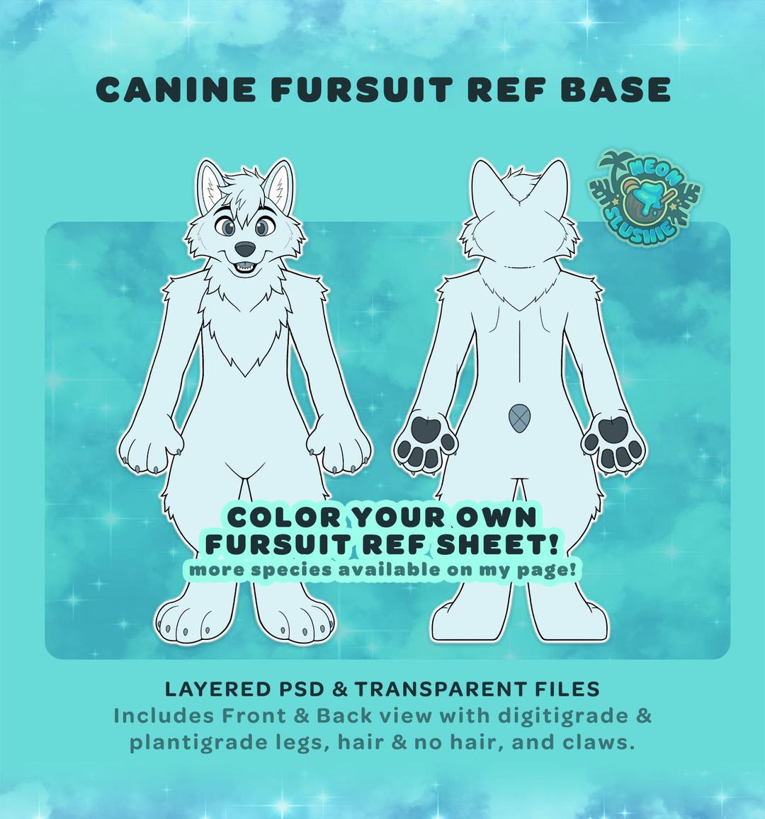 Canine Furry Fursuit Ref Sheet Base: Wolf, Husky, Dog (PSD File) - Etsy
