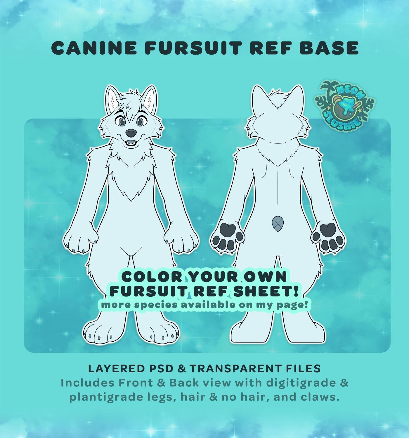 Canine Furry Fursuit Ref Sheet Base: Wolf, Husky, Dog (PSD File) - Etsy
