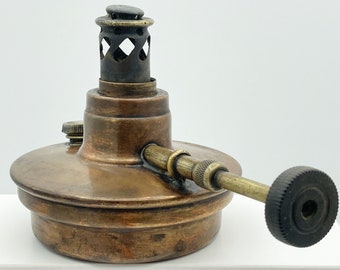 Antique Oil Lamp, Burner, Brass, Copper, Bakelite, G. Sternau & Co, New York, 865, 1902, Lantern, Warmer, Chafing Dish, Needs Wick