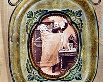 Victorian Ghost Photography Plaque, Upcycled Halloween Decor