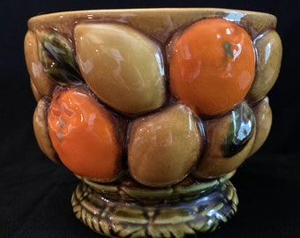 Retro INARCO Orange Spice Planter, E3714, Made in Japan, 5" X 7 1/2" X 3 3/4", Oranges, Lemons,Limes, Yellow,Green,Orange, 1970s, Fall Decor